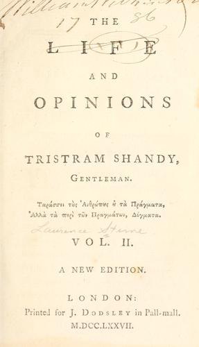 Cover of The Life and Opinions of Tristram Shandy, Gentleman