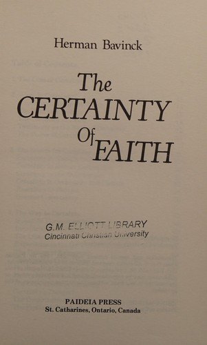 Cover of The Certainty Of Faith